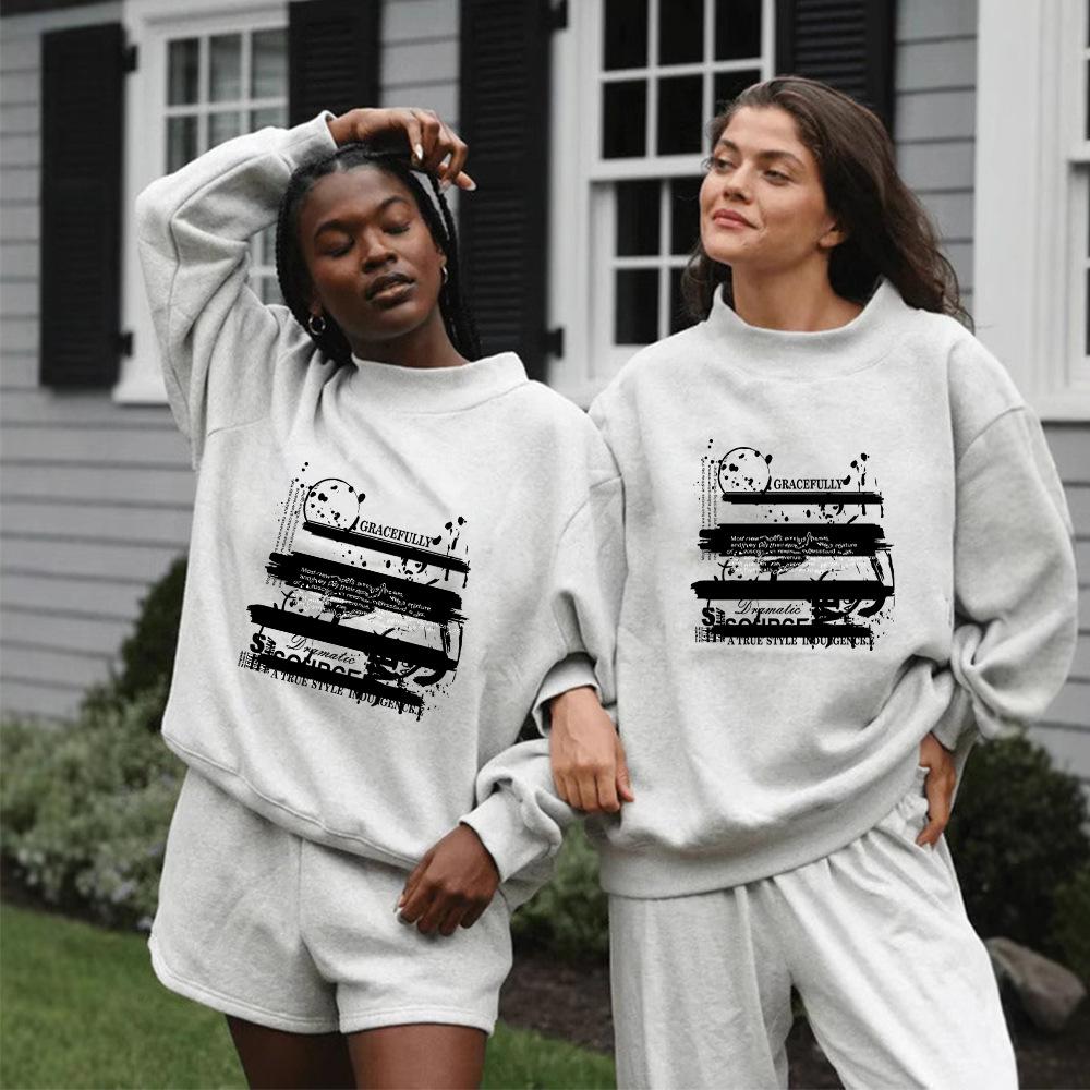 Autumn Trendy European Women's High Neck Long Sleeve Casual Hoodie