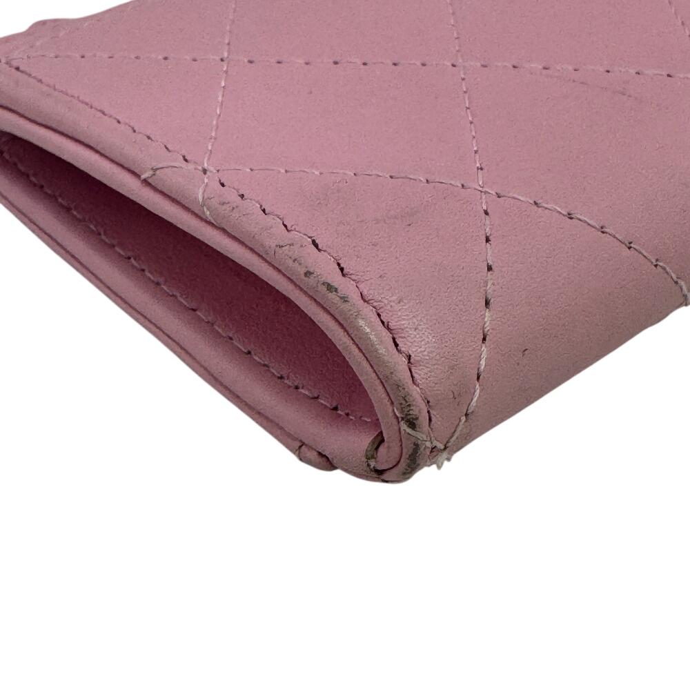 CHANEL Fragment case Matrasse leather Card Case pink leather Used