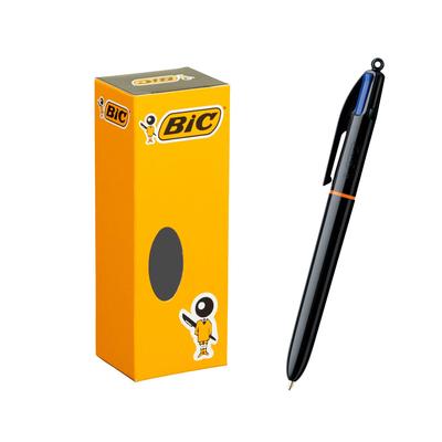 Шариковая ручка Bic 4-Color, Многоцветная PRO, 1,0 мм, Черный корпус, Набор из 12 штук, 4CPRO10BLK