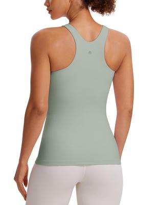 CRZ YOGA Майка с подкладкой, больших размеров, для йоги Butterluxe Palm Court, размер M, женская, с чашечками, спинка-борцовка, топ, зеленый,