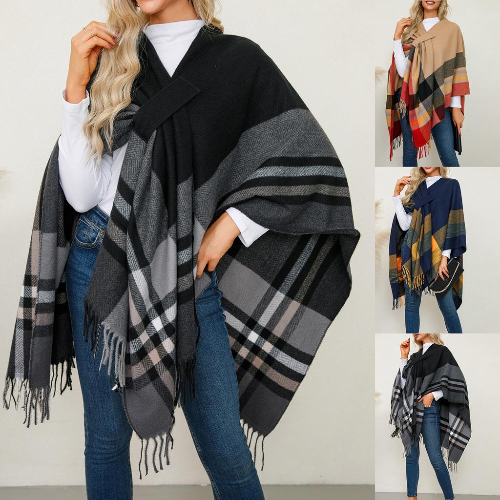 Women's Fashion High Feeling Shawl Scarf Faux Cashmere Knit  Jacket