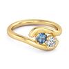 Кольцо-обруч с топазом London Blue Двух- 925 Камень - 925 Стерлинговое серебро Позолота