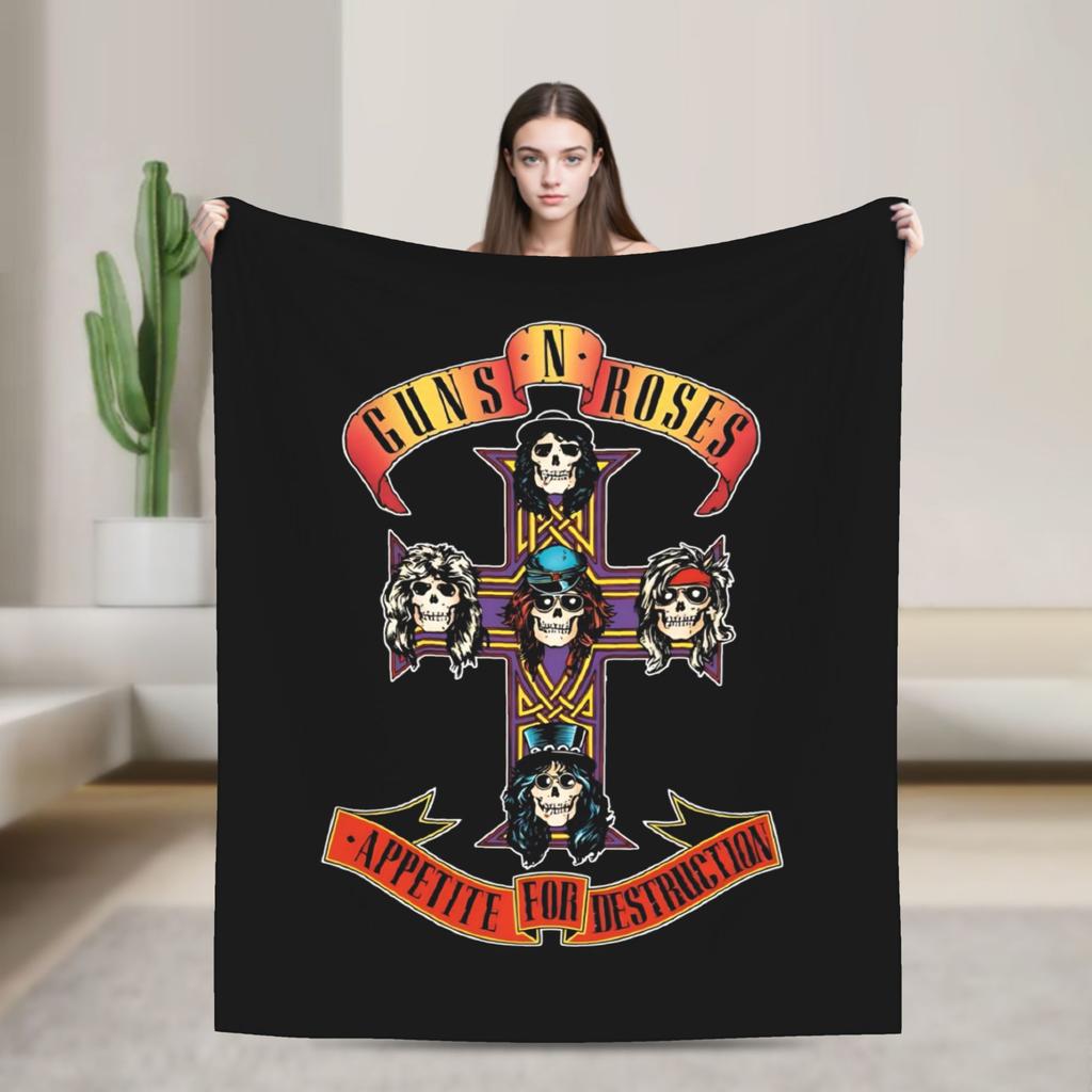 Guns N Roses Band Warm Soft Blanket Travel Office Plush Throw Blanket Novelty Couch Chair Flannel Bedspread Sofa Bed Cover
