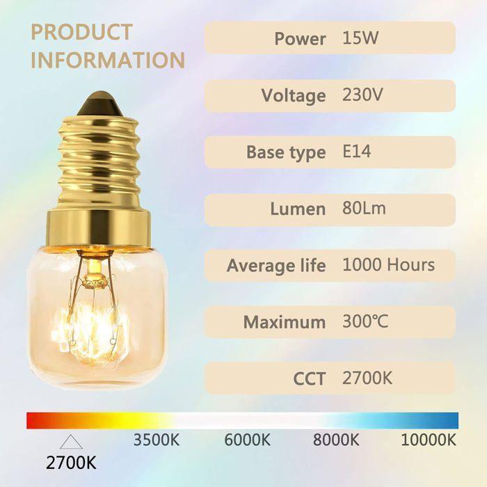 Ampoule four/réfrigérateur - AIMOONSA - T22 - E14 - 15W - Blanc chaud 2700K