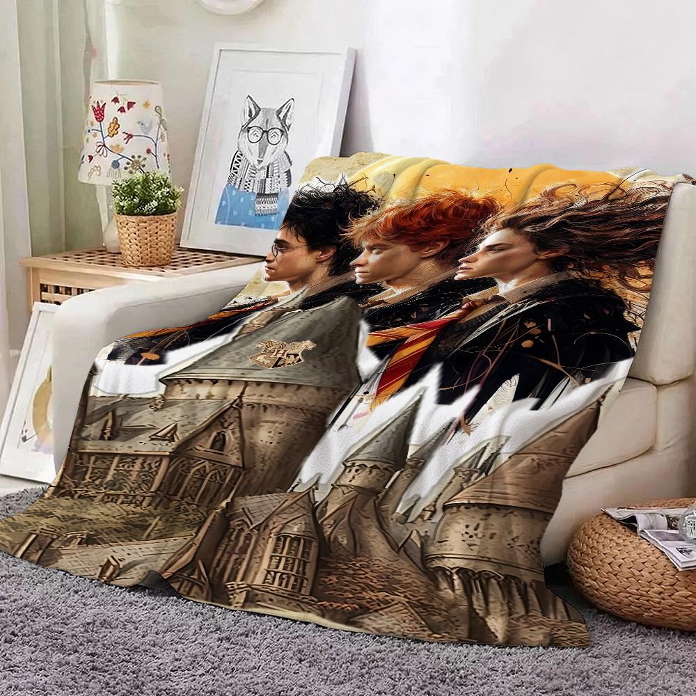 Hogwarts School Crest Flannel Blanket Comfortable Skinfriendly Fleece Blanket For Office Sofa Home Party Decor Memorial Gift