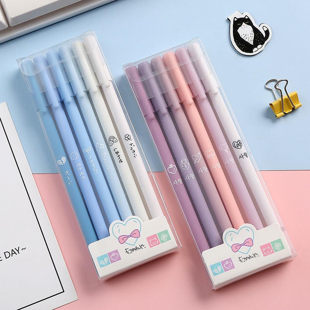 6Pcs/Set Cute Gel Pen Set 0.5mm Signature Pen Student Writing Ink Pen School Office Stationery