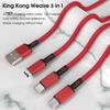 Кабель для передачи данных 3-в-1 для быстрой зарядки Weave 5A Micro USB/Type-C/8-контактный шнур для зарядки мобильного телефона для смартфона