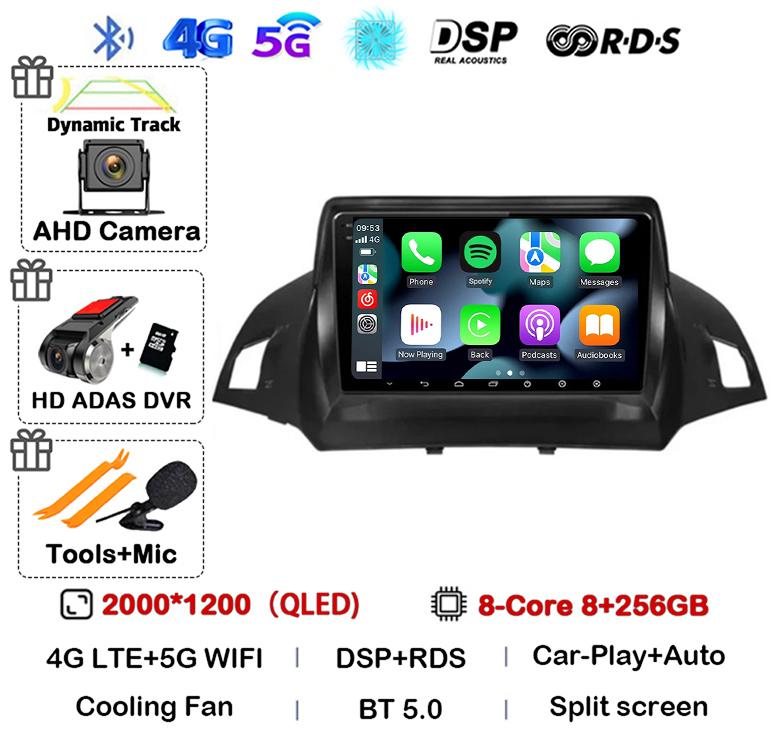 Android 14 Carplay Auto для Ford Kuga Escape 2013 2014 2015 2016 Автомобильный радиоприемник Мультимедиа Видеоплеер GPS Стерео 4G WIFI Головное устройство