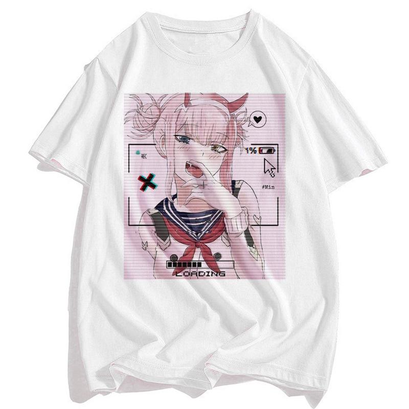 Men's Senpai Anime Girl Nerdy Modal White Print T-shirt Women Manga Streetwear Tee Shirt