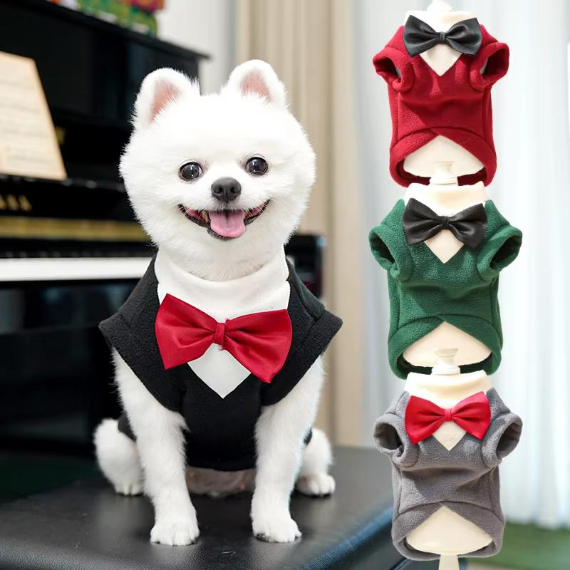 Vest Dog Tuxedo Clothes for Wedding Party, French Teddy Sleeveless Jacket Winter