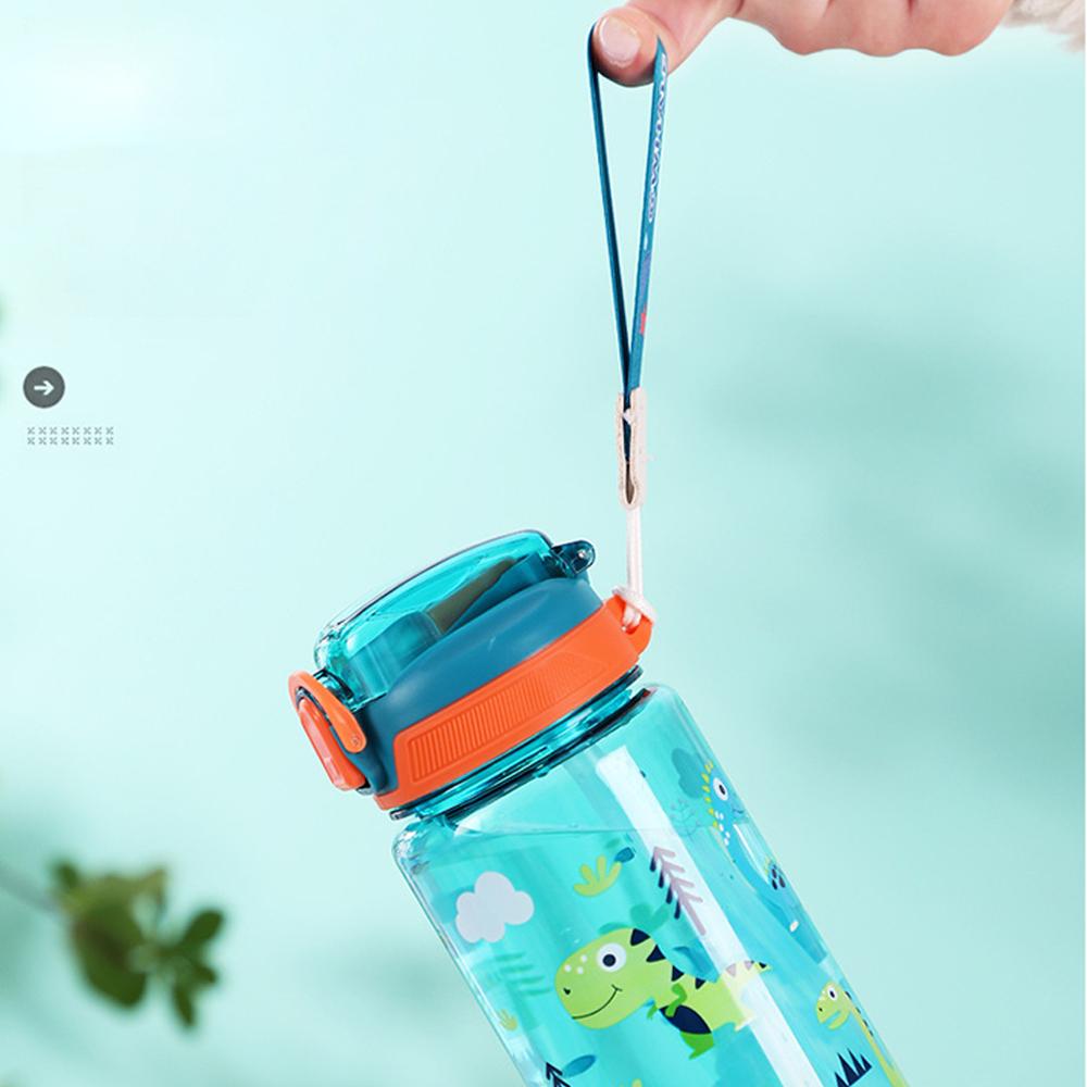 600ml Cartoon Water Bottle Equipped With Straw Portable Kids Water Sippy Cup Leakproof Plastic Water Bottles Summer Travel Kids Water  Practical Use