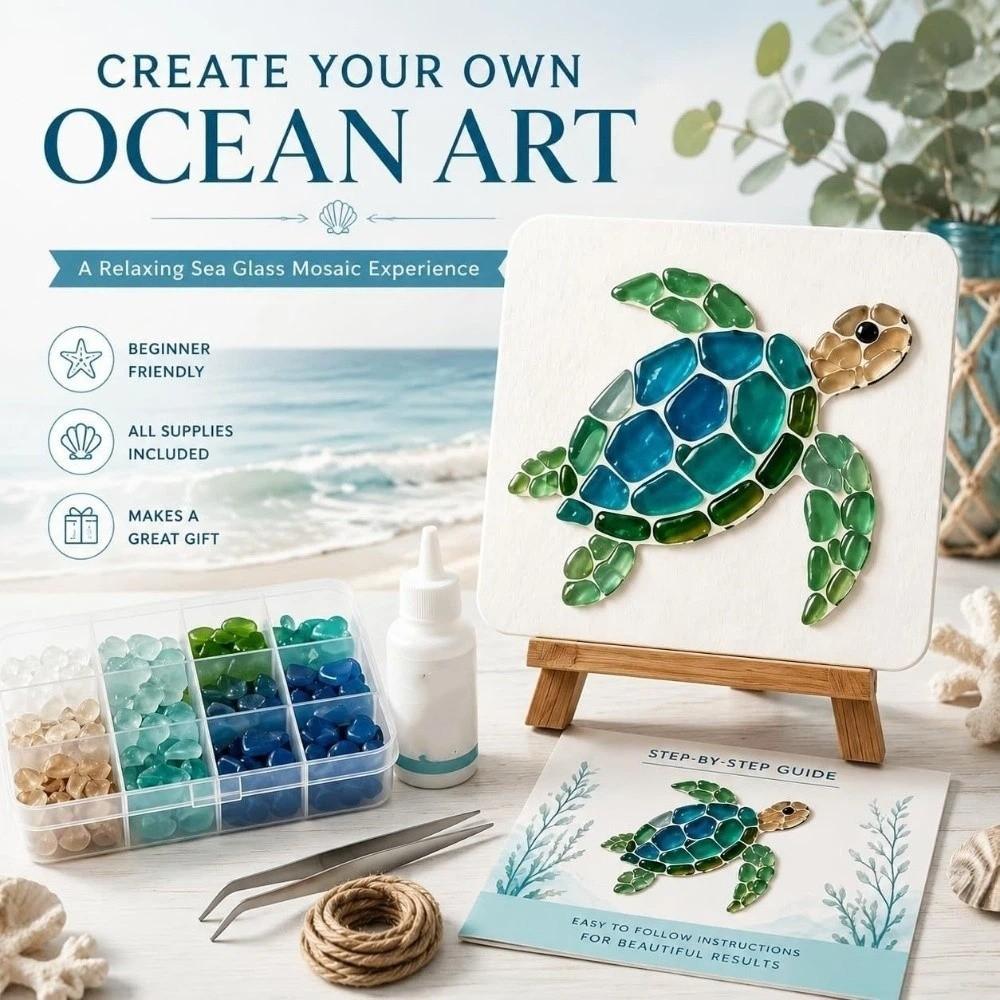 Sea Creature Ocean DIY Sea Glass Art Kit Ocean Inspired Home DIY Crafting Kit Home Office Decor