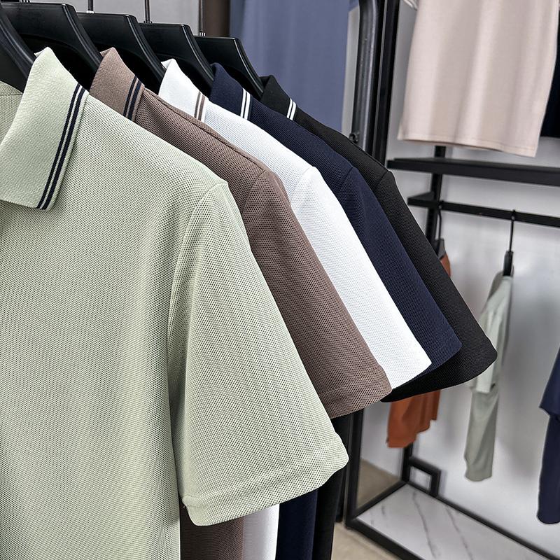 Качество бренда высокого класса Мужская рубашка-поло Простая однотонная с коротким рукавом Летняя футболка с лацканами Деловая Классическая Повседневная Мужская одежда