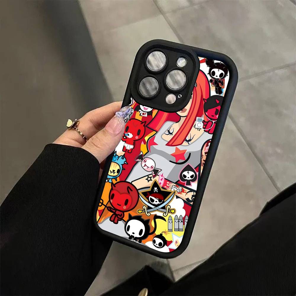 Япония Tokidokis Для iPhone 17 16 15 14 13 12 11 Pro Max Plus Черный Полное Покрытие Мягкий Фунда Силиконовый Чехол