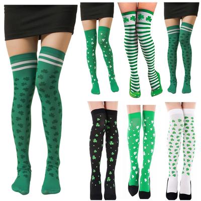 Женские чулки Irish Day St. Чулки Патрика. Зеленые чулки с принтом поверх гольфов.