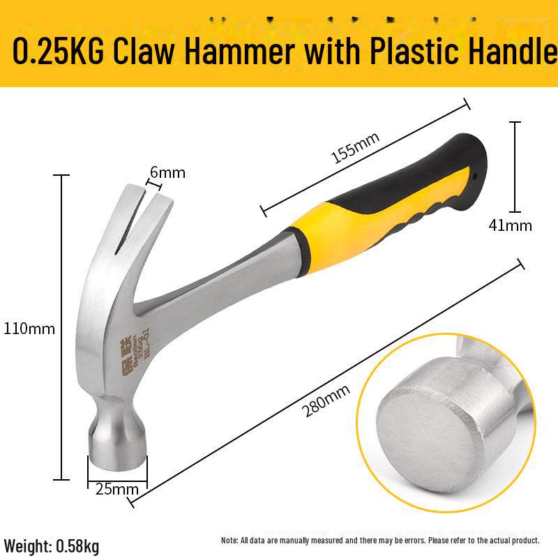 Compact Multifunctional Hammer: Claw, Woodworking, Nailing, Safety & Nail-Pulling Tool