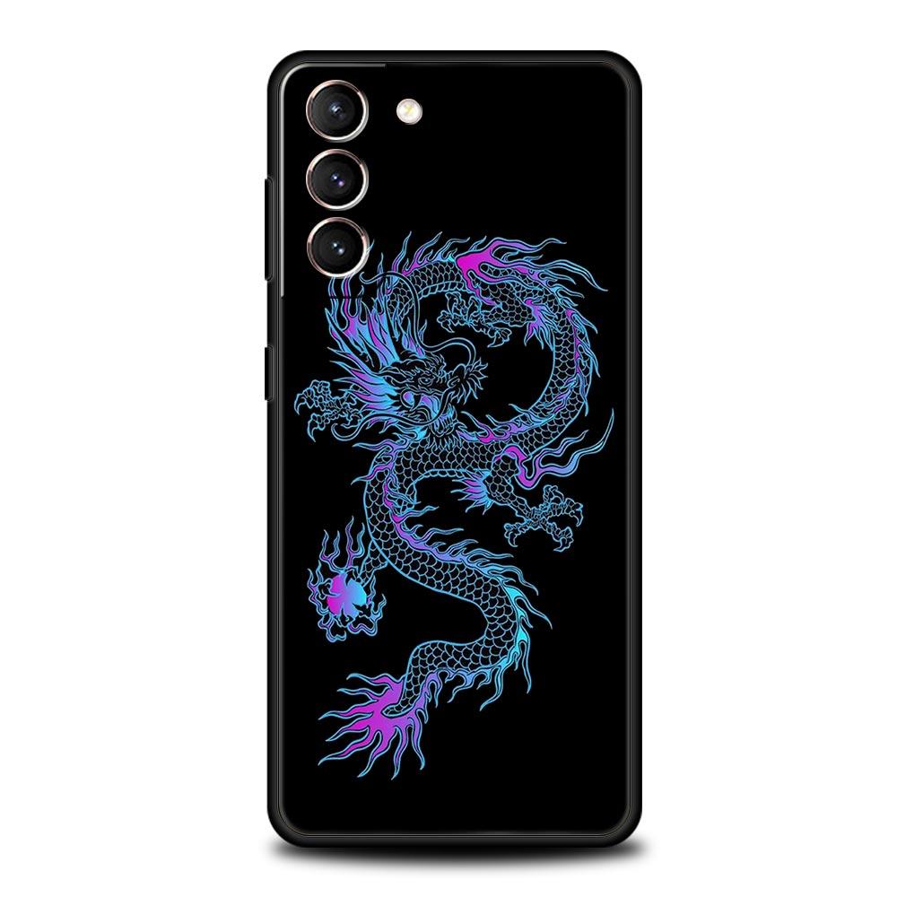 Чехол для телефона Samsung Galaxy S23 S22 Ultra S20 S21 FE 5G S10 S9 Plus S10E S8 Note 10 20 Силиконовый Черный Чехол Модный Дракон
