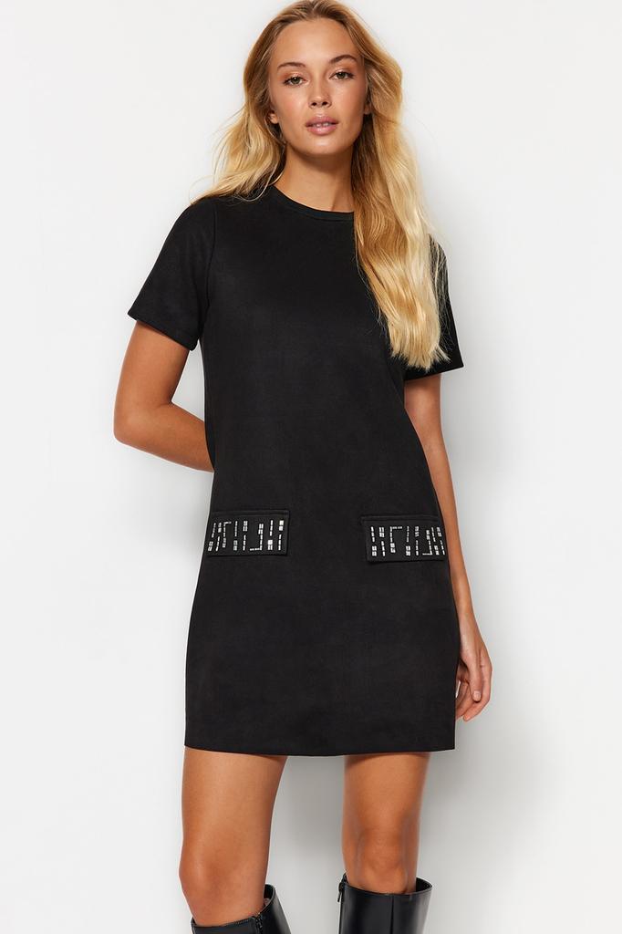 Женская модная деловая мини-юбка с короткими рукавами и мятным поясом, мини-тканое платье с воланами