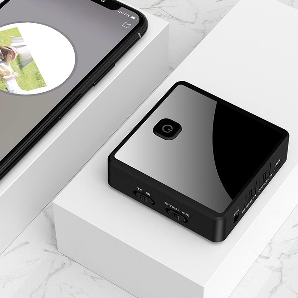 BT 5.0 Transmitter Receiver 2 In 1 Wireless Audio Adapter (3.5mm RCA Optical AUX) with LED