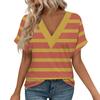 Женские рубашки с коротким рукавом, топы с принтом и V-образным вырезом, повседневные топы, базовые футболки, блузки, свободные топы
