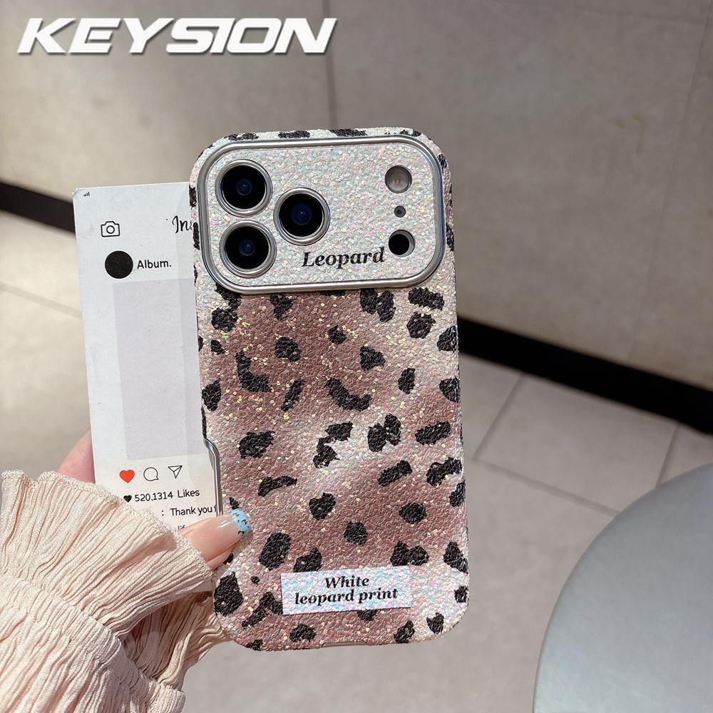 KEYSION Модный милый чехол для телефона с леопардовым принтом для iPhone 14 15 16 17 Pro Max, ударопрочная крышка с закругленными краями для iPhone 15 16 17