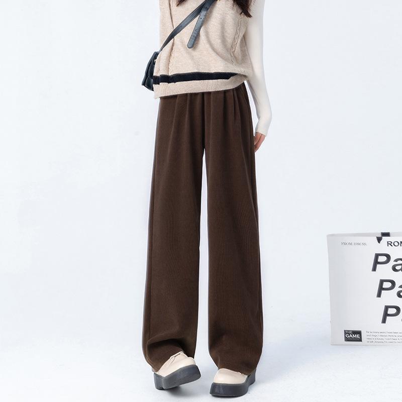 Широкие брюки Maillard Velvet Knit с высокой талией для женщин: Осень/Зима 2025