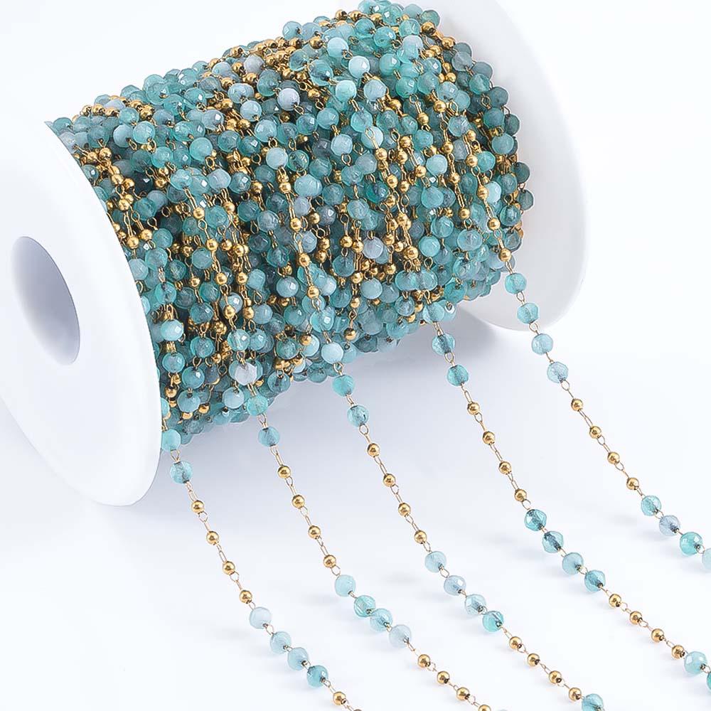 1Meter Stainless Steel Crystal Beading Chain Iridescence Transparent Beaded Body Chains for DIY Necklace Bracelet Jewelry Making