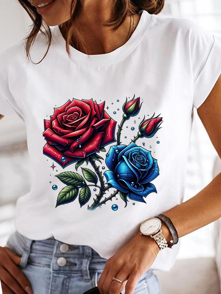 (Азиатский размер) Одежда Футболка Модная Футболка бабочка тренд милый Принт Леди Женская Повседневный Топ Короткий Рукав Женские Графические Футболки