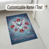 Butterfly Theme Crystal Velvet Rug Personalized Custom Name Text Soft Floor Mat Home Decor
