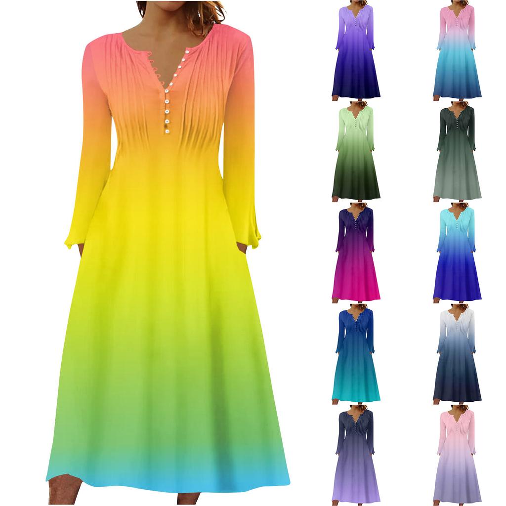 Модное женское повседневное модное однотонное платье с карманами и v-образным вырезом, пуловер с длинными рукавами