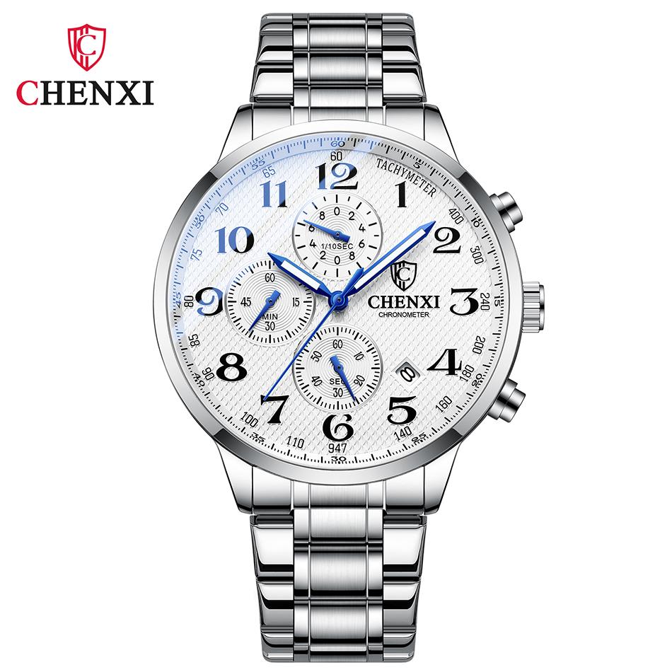 Watches For Men CHENXI Brand High Quality Waterproof Quartz Chronograph Watch Luminous Calendar Stainless Steel Wristwatch