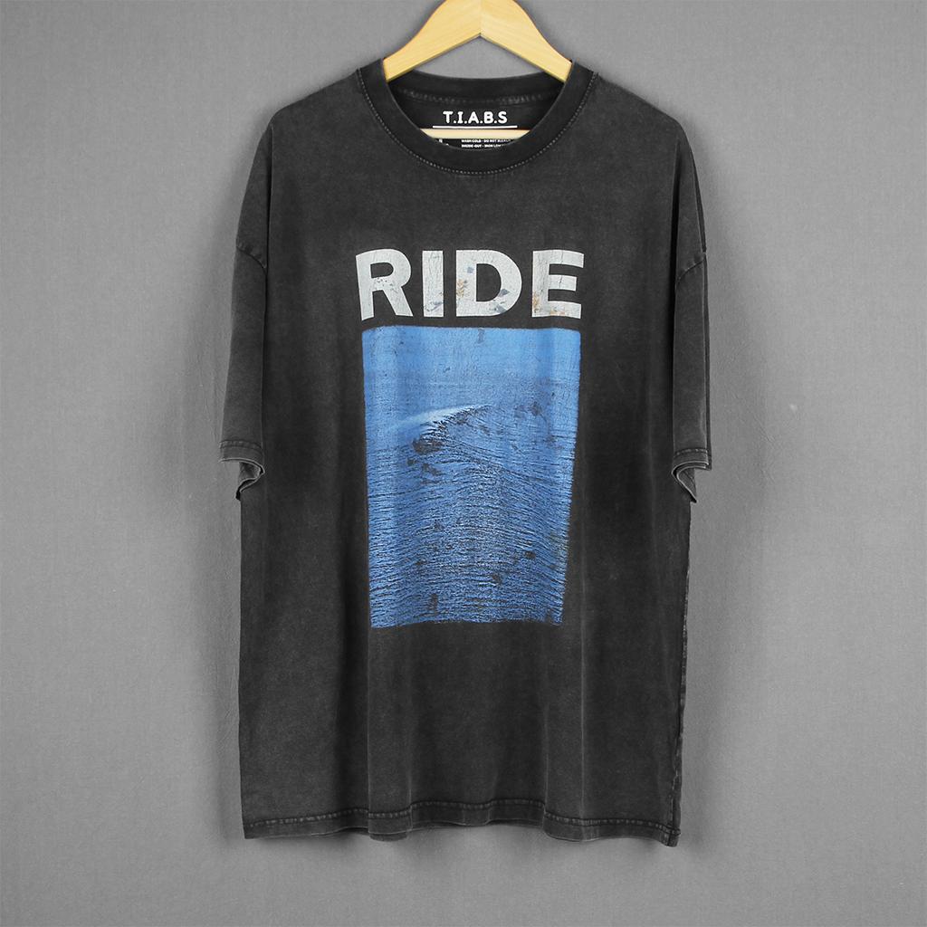 Футболка Ride Nowhere Инди-рок-группа Ретро Стирка Свободная Спущенное плечо Оверсайз Винтажная одежда Хлопок Свободные Мужские Футболки с принтом