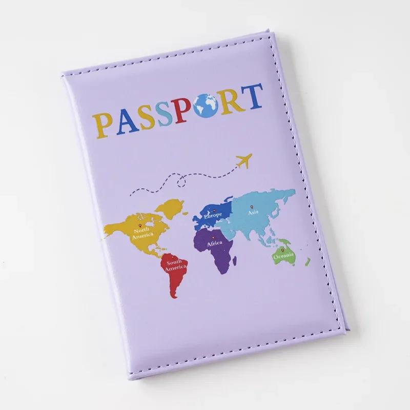 New Color Letter Map Printed Passport Holder Passport Cover Ticket Clip Passport Wallet Travel Wallet ID Card Holder Unisex