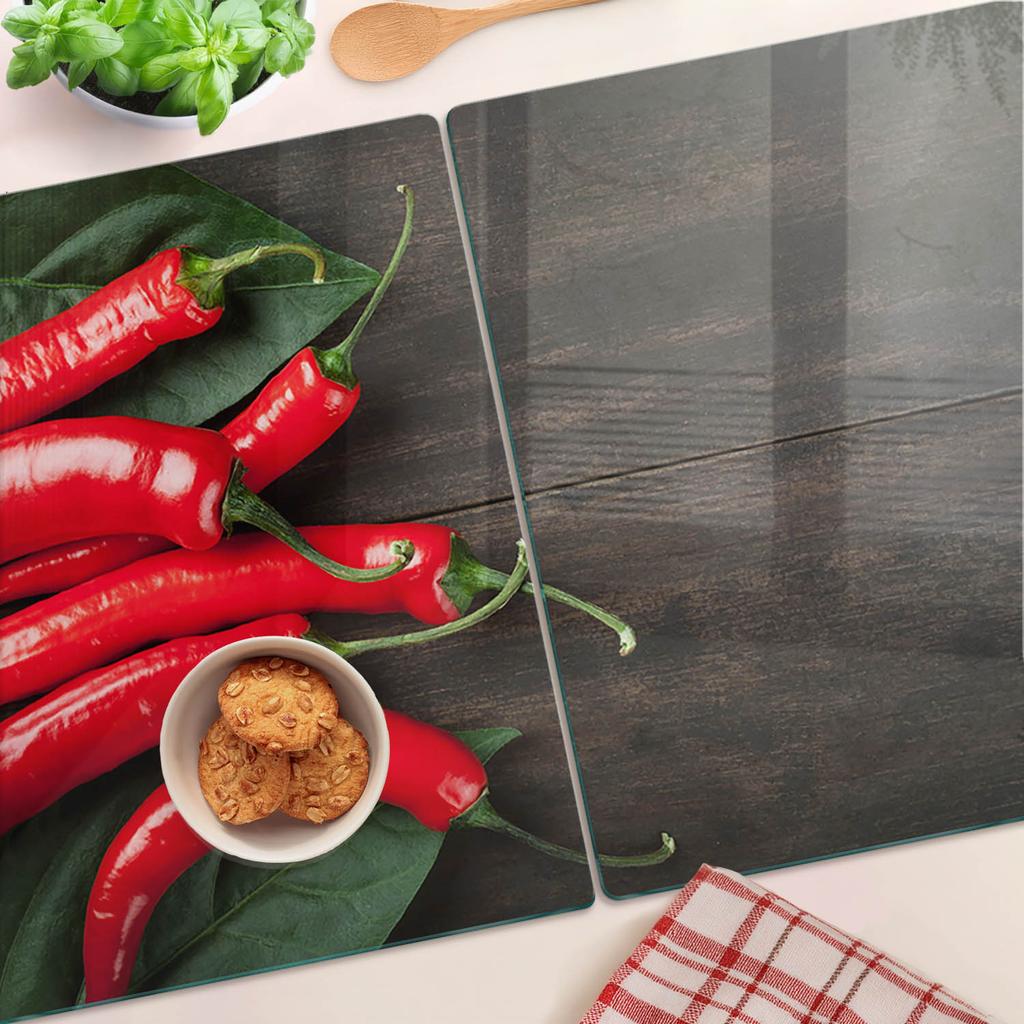 Ozdobne Deski Szklane Do Krojenia I Serwowania Papryczki Chili 2X40X52 Cm