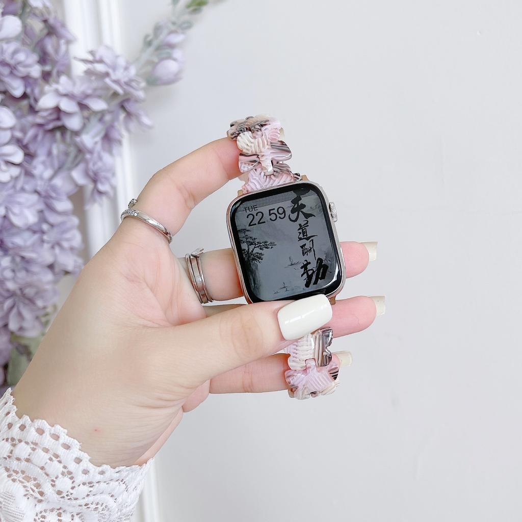 Ремешок из смолы с бабочкой для Apple Watch Band 7, 44, 40 мм, 42 мм, 38 мм, 41, 45 мм, прозрачный ремешок для часов с петлей для IWatch 7, 6 Se, серии 5, 4, 3