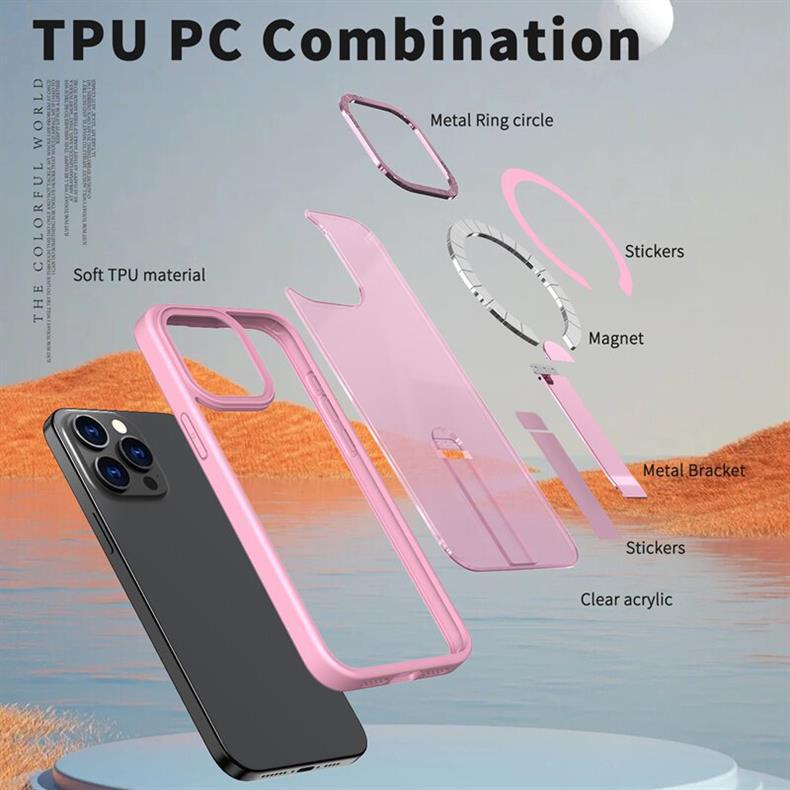 Складная подставка, совместимая с моделями iPhone от 13 до 17 Pro Max - Тонкий, легкий, с теплоотводом, магнитный, чехол с полным покрытием.