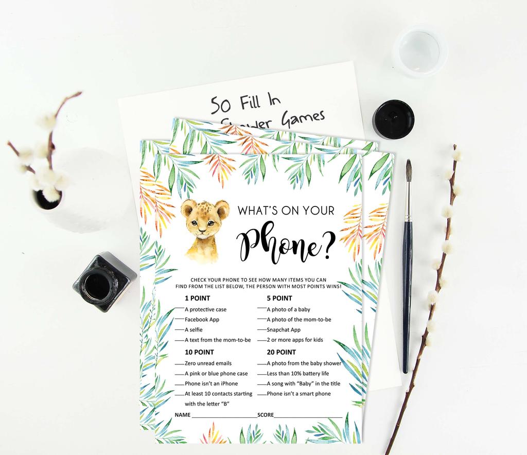 Inkdotpot Игровой набор для детского душа из 50 игр BabyA AlphabetA ABCA для вечеринки Baby Cheetah Jungle Animals