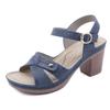 Summer New Metal Buckle Car Line Buckle Thick Heel Comfortable Large Size Women's Sandals Anal