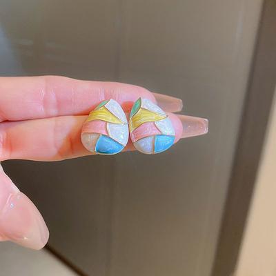 Серьги-гвоздики с каплями воды и цветной эмалью для женщин, модные серьги-гвоздики с нерегулярной геометрией в стиле пэчворк, элегантные ювелирные изделия для вечеринок
