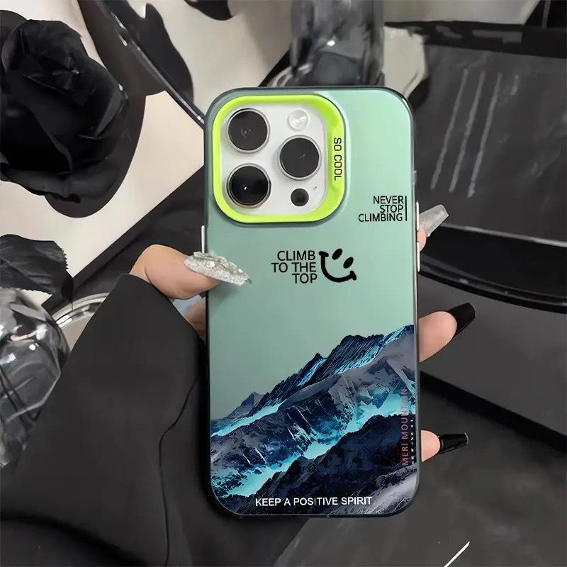 Чехол Snow Mountain для iPhone 15 Pro 14/13/12/11Xs Max/Xr/X. Лазерный дизайн Apple. Модная и стильная защита для вашего мобильного телефона.