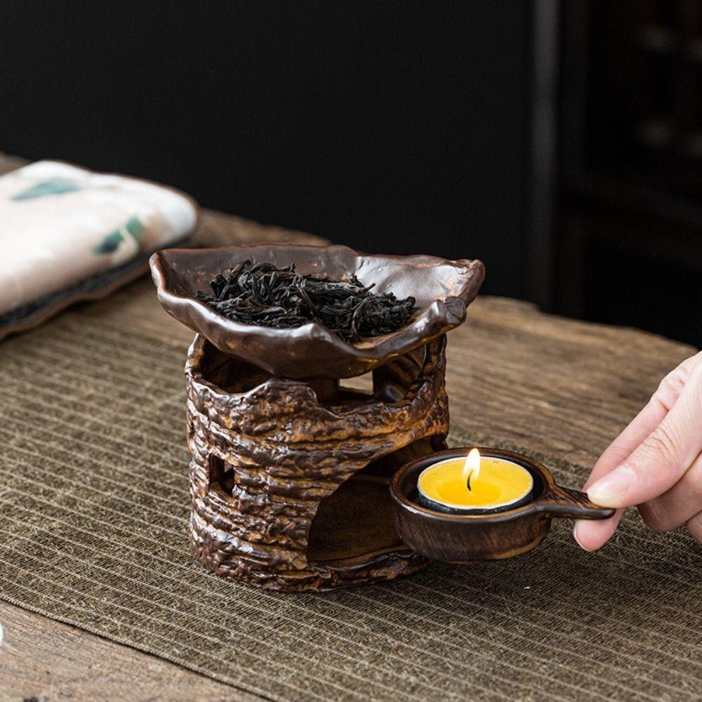 Retro Style Tea Light Candle Holder Ornament Removable Wax Melt Burner Split Multi Functional Candle Heating Tea Stove Gift