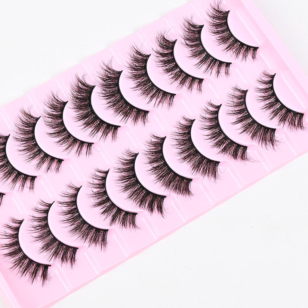 10 Pairs of Thick False Eyelashes Three-dimensional Curled Fluffy Horn-shaped Cat Eyelashes 2026