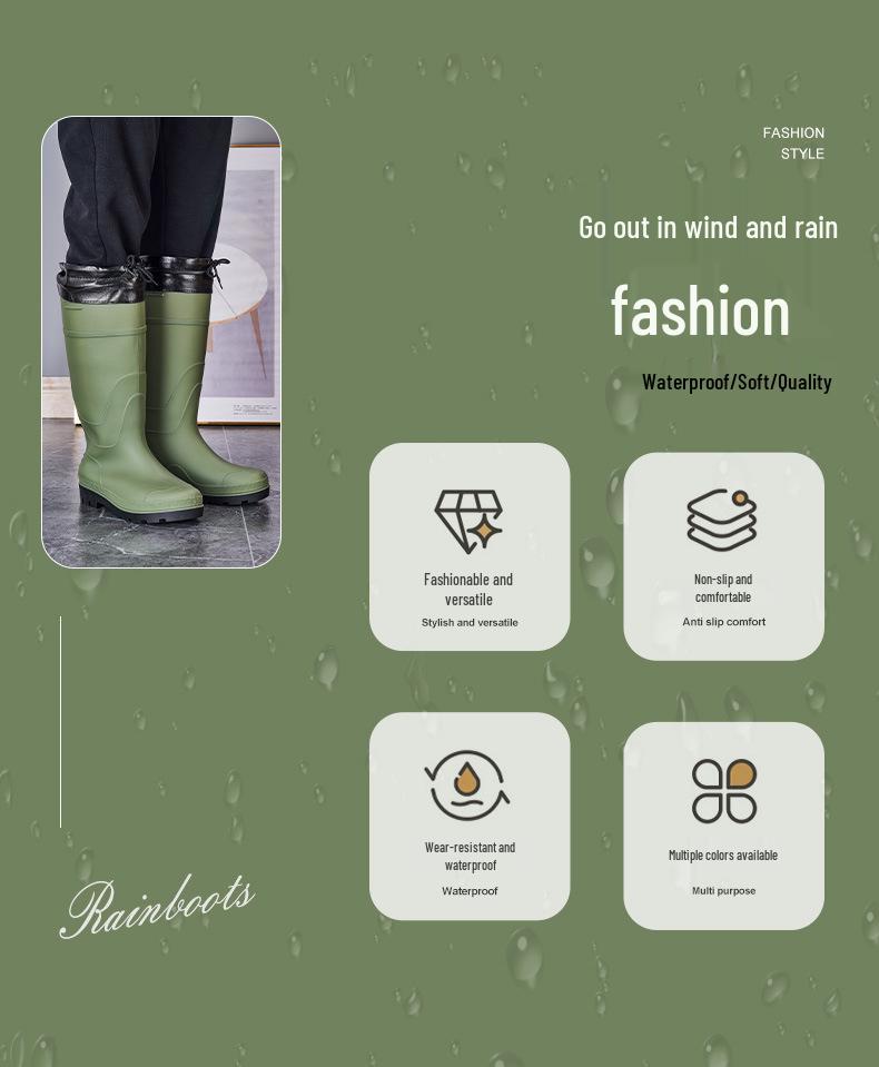 Мужские водонепроницаемые полусапоги, на флисовой подкладке, нескользящие, прочные резиновые ботинки.