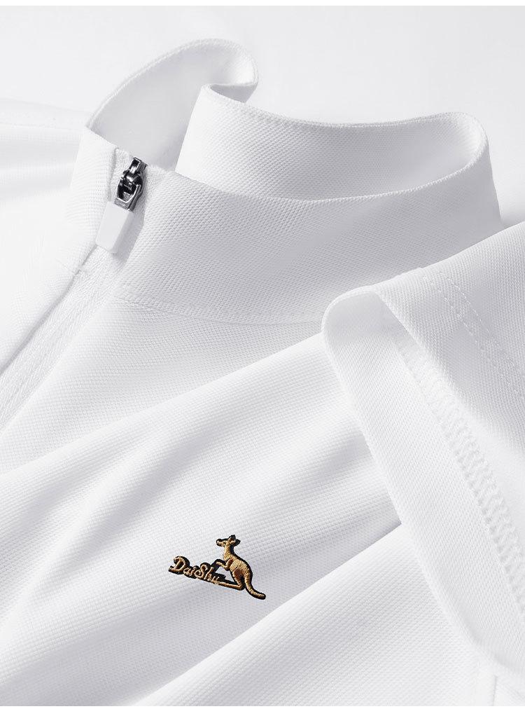 Men's Summer Business Sports Leisure Micro Trendy Half Zipper Stand up Collar Short Sleeve T-shirt