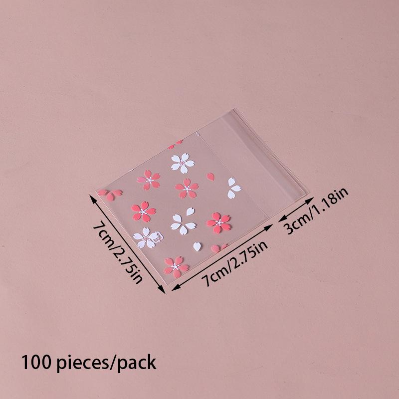 100 шт., упаковочная сумка для сухофруктов, подарочные пакеты, сумка для хлеба, самоклеящаяся белая цветочка, конфеты