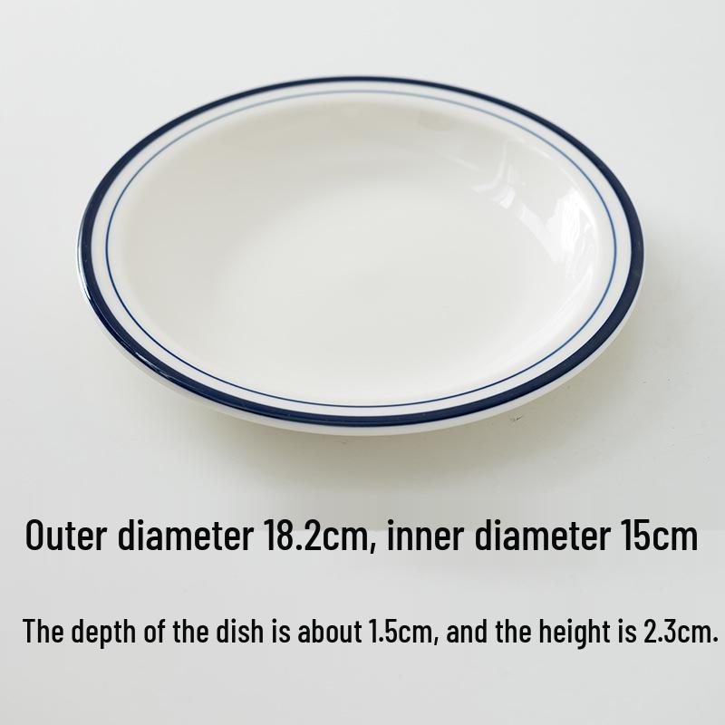 Off-White Line Bone Dish: 6.4/7.2/9 Inch Shallow White Porcelain Dessert & Snack Plate