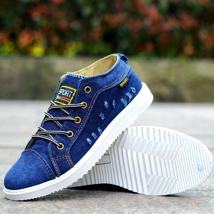 Мужская повседневная обувь в британском стиле, джинсовые кроссовки из парусины, высокие черные мужские ботильоны, обувь на плоской подошве, Chaussure Homme 2024