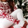 Winter Christmas Sweater for Women Jacquard Knitted Long Sleeve Clothes Warm Thicken Jumpers Pullover Tops Knitwear