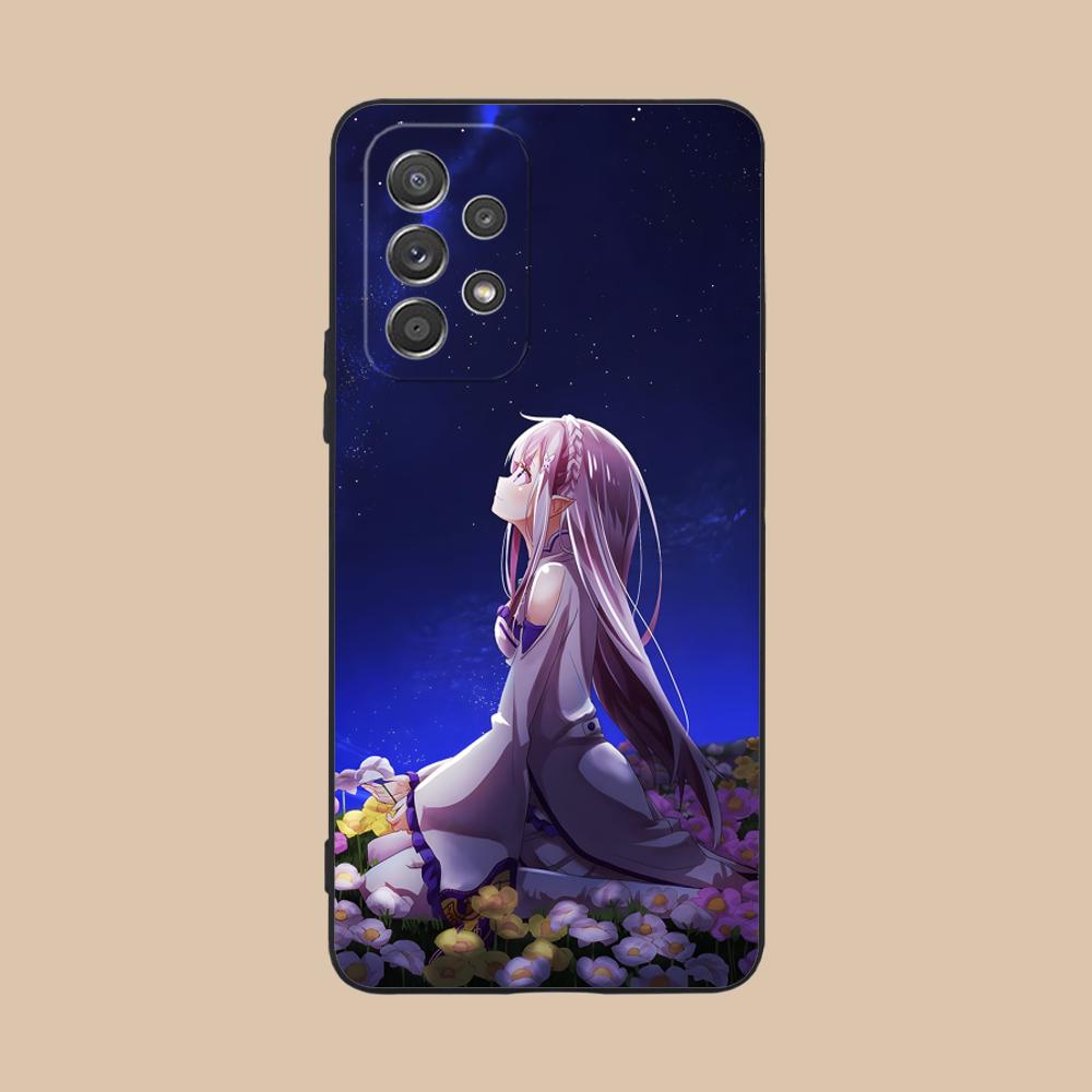 ReZero Emilia Waifu Matte TPU Mobile Phone Case for Samsung Galaxy M55 54 42 35 34 33 32 23 22 15 14 13 12 F55 5G Colorful Cover