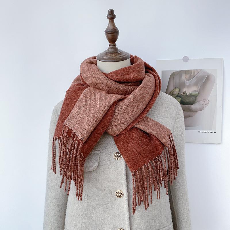 35 цветов 2024 осень и зима новый двухсторонний однотонный искусственный кашемировый кисточный платок утолщенный теплый шарф для мужчин и женщин